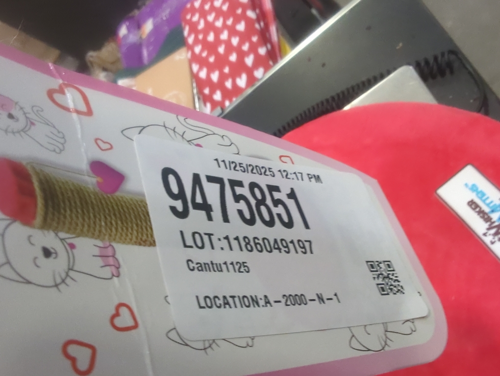 Whisker and Mittens Red Cat Scratching Post with Pink Heart Toy