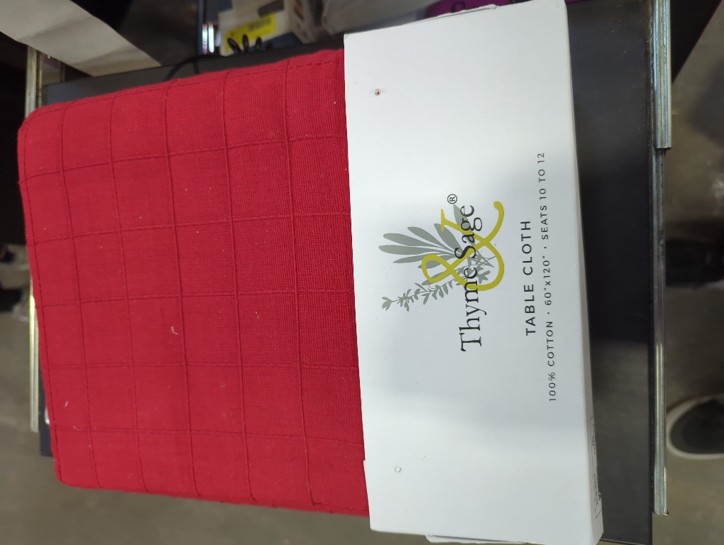 Thyme & Sage Red Tablecloth 60 x 120 Seats 10 To 12