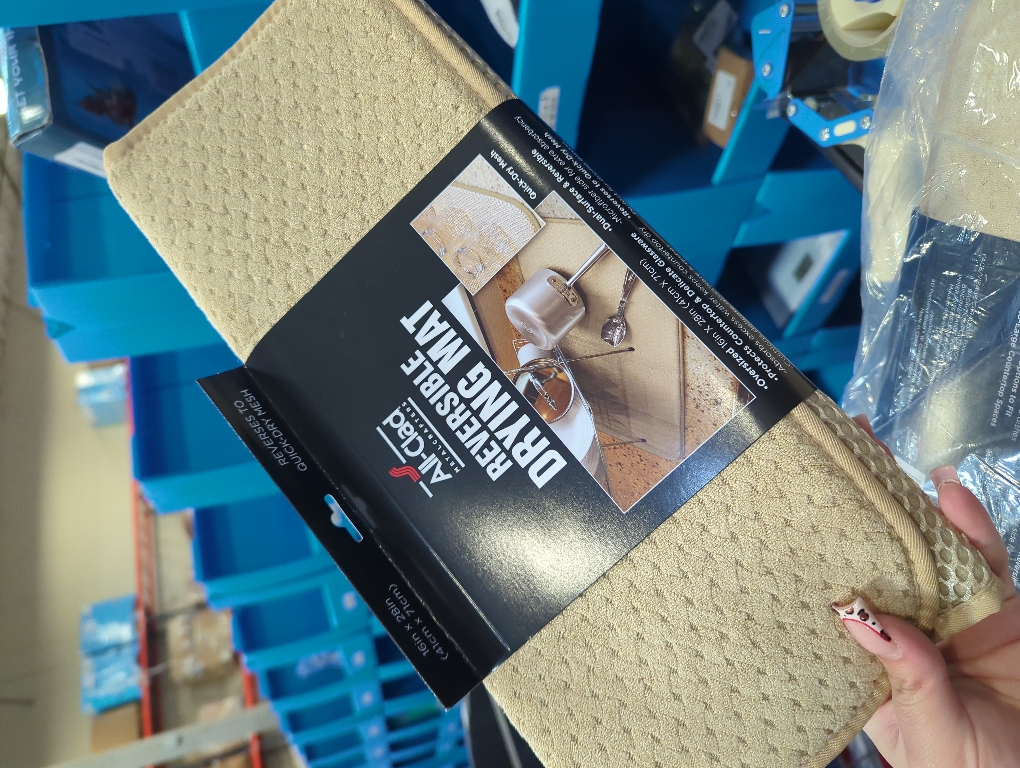 All-Clad Premium Reversible Dish Drying Mat for Kitchen: 16 x 28 Ultra-Absorbent, Long-Lasting, No Condensation, and Oversized for Large Pots and Pans - 2 Pack, Cappuccino