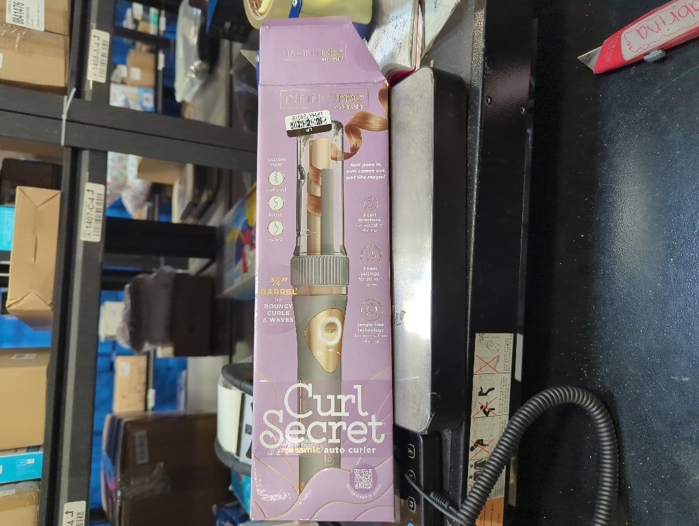 INFINITI PRO CONAIR Curl Secret Automatic Curling Iron, ¾-inch Curling Iron Barrel, Automatic Hair Curler for All Hair Types and Lengths, Dual Voltage for Worldwide Travel, Gray/Gold