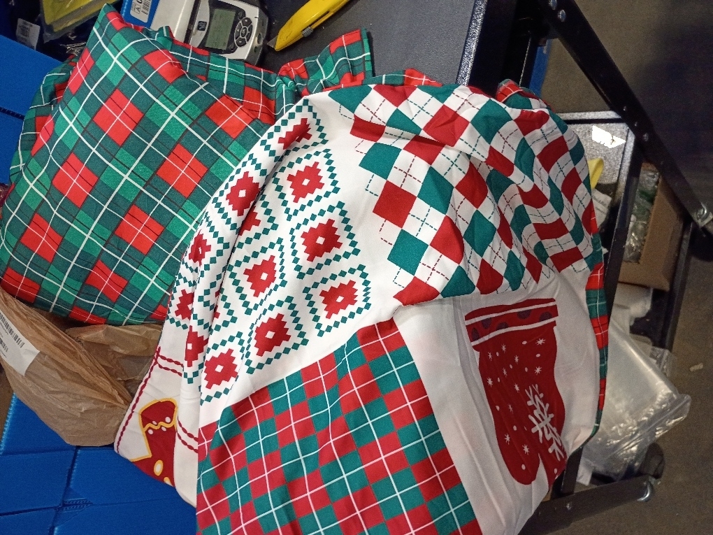 Dobuyly Christmas DuveSet Queen Christmas Tree Snowflake Bell Pattern Patchwork Bedding Set Reversible Red Green Plaid Xmas Comforter Cover with 2 Pillowcases