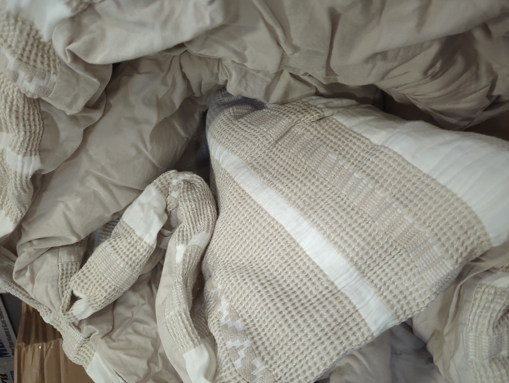 Bedsure Waffle Weave Duvet Cover King - 100% Cotton Boho Duvet Cover with 2 Pillowcases - Linen Color Textured Comforter Cover with Zipper Closure (King, 104x90)