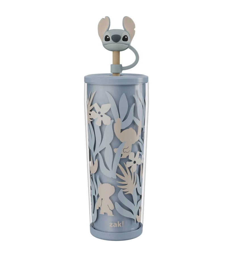 Zak Designs 32oz Stitch Stainless Steel Vacuum Insulated Water Bottle with Straw Lid Blue & Zak Designs 25oz Stitch Double-Wall Plastic Straw Tumbler with Topper Blue