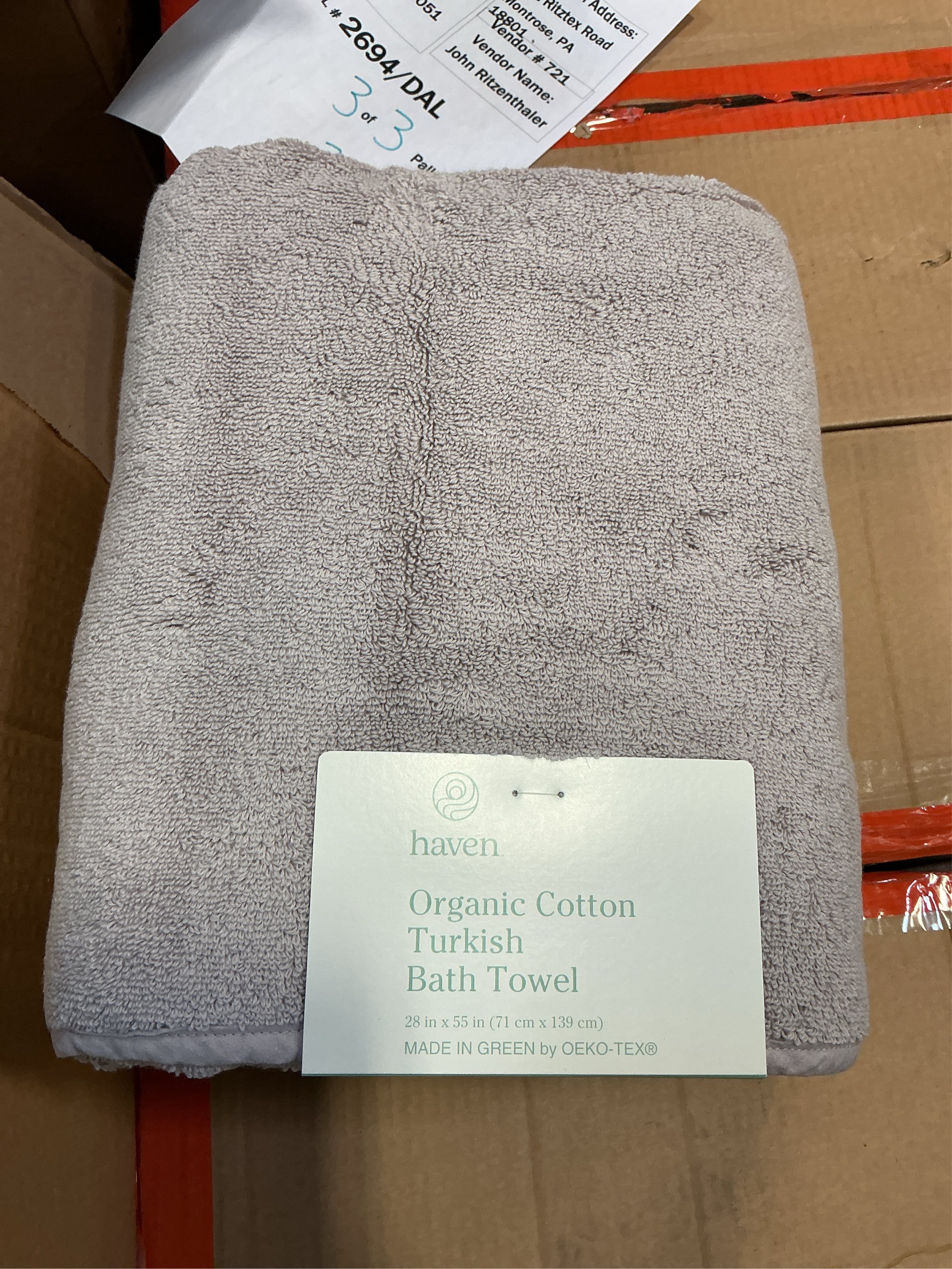 Haven Turkish Cotton Bath Towel in Lilac Marble