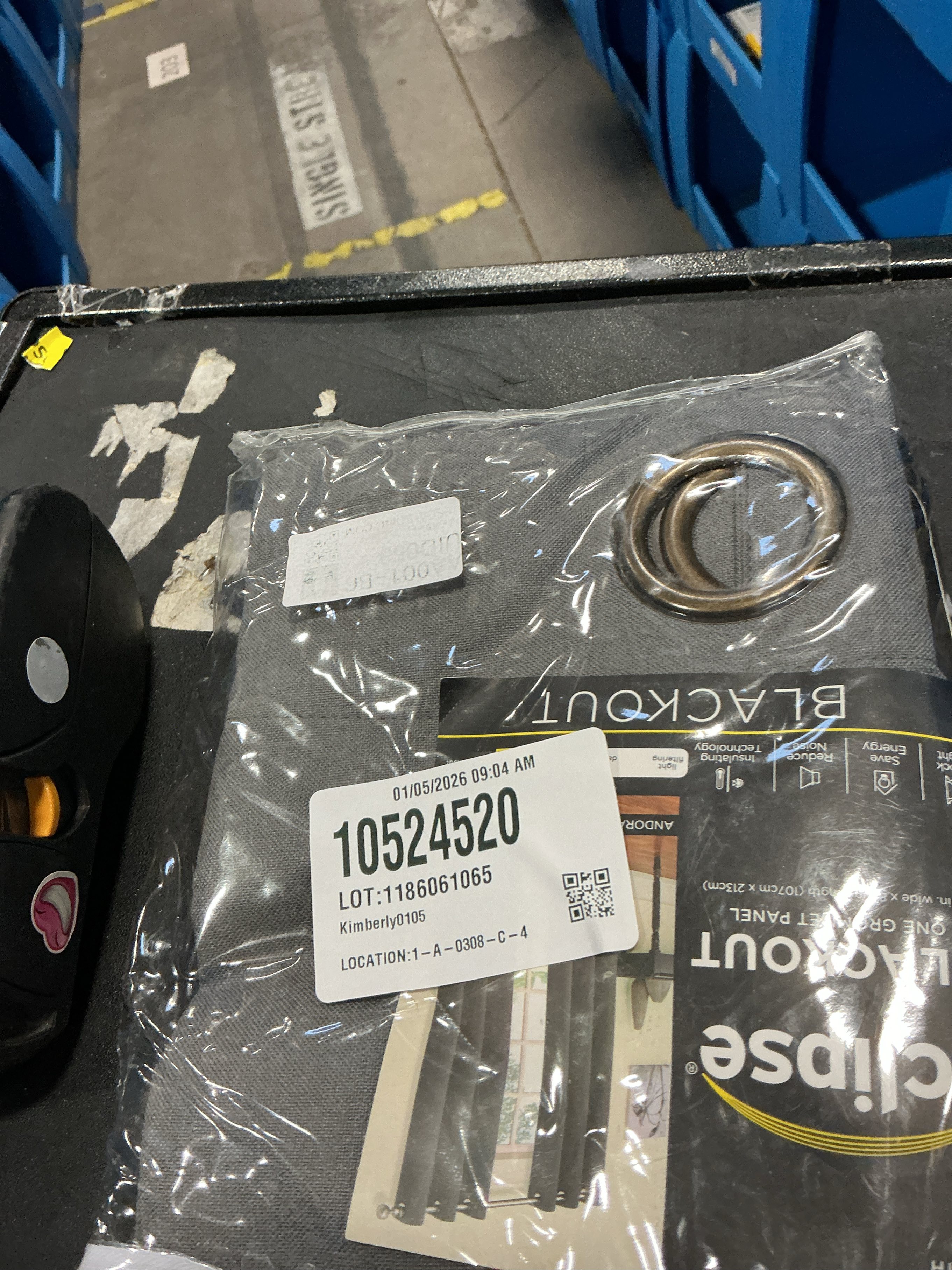 Andora Thermaback Smoke Textured Solid Polyester 42 in. W x 84 in. L Blackout Single Grommet Top Curtain Panel