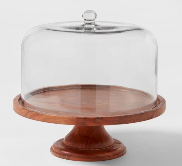 Round Glass & Wood Dessert Stand - Threshold™ MISSING THE GLASS