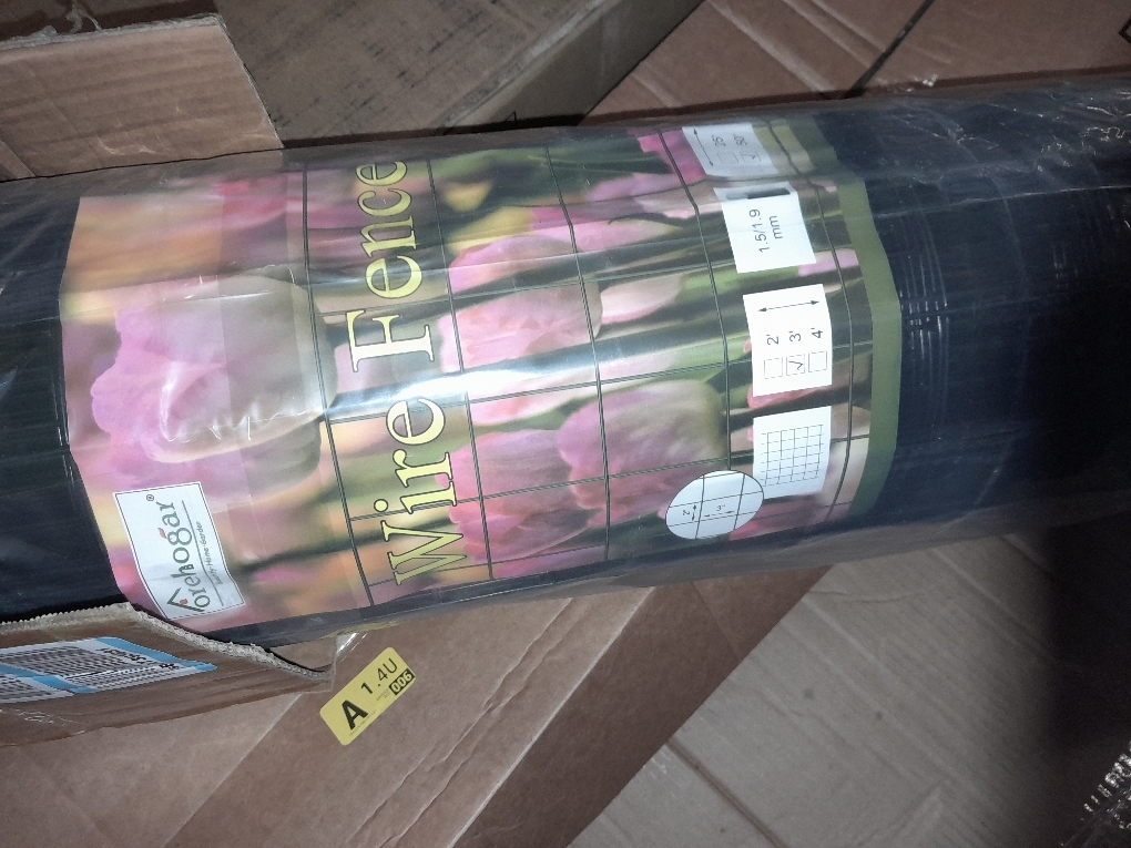 Black PVC Coated Welded Wire Fence 24 Inch x 50 Foot, 2 Inch x 3 Inch 16GA, Garden Border Fencing Roll Vinyl Coating Metal Wire Mesh for Yard Vegetable Plant Protection Poultry Netting