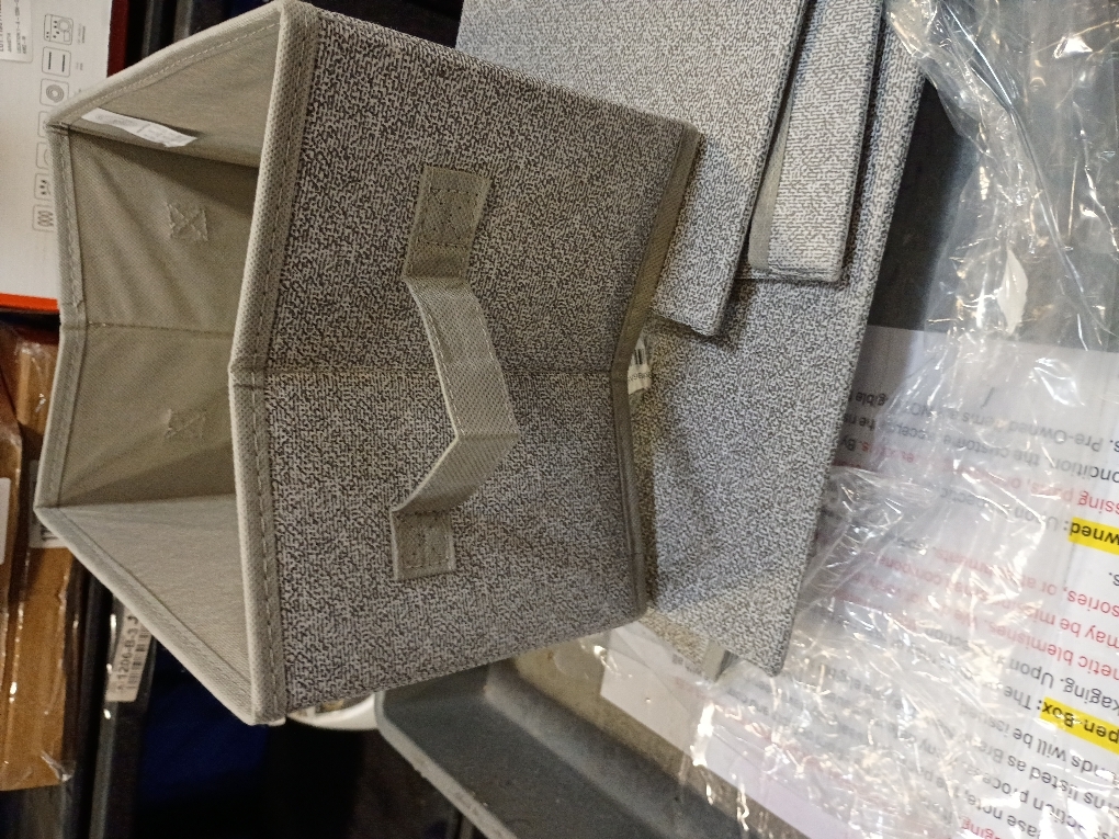 GRANNY SAYS Fabric Boxes with Lids, Storage Bins with Handles, Shelf Bins for Organizing, Extra Large Storage Boxes for Linens Clothes, Decorative Storage Containers, Gray, 3-Pack