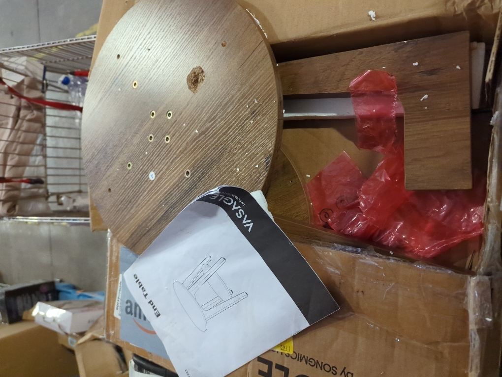 VASAGLE MAEZO Collection - Side Table, 2-Tier Small Round End Table, Nightstand with Tapered Legs, Curved Transitions, for Small Spaces, Living Room, Bedroom, Rustic Walnut ULET283T41