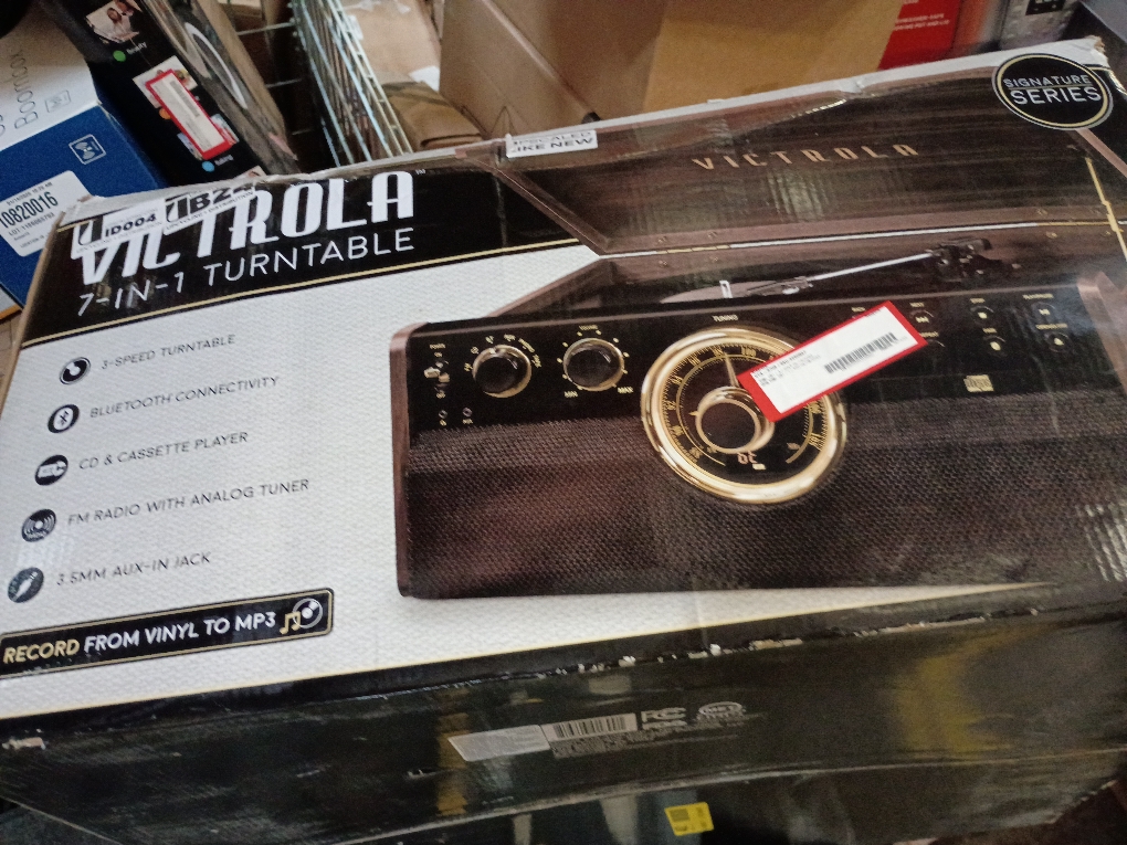 Victrola Empire 7-in-1 Bluetooth Record Player with 3-Speed Turntable, CD, Cassette Player and Radio (Espresso)