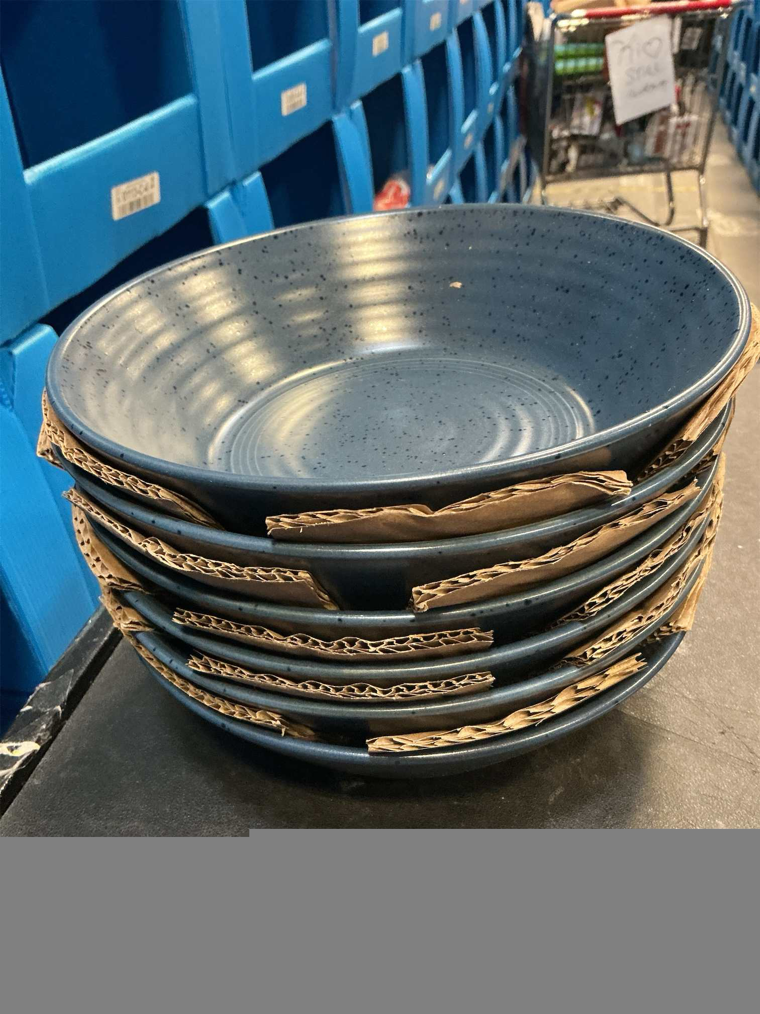 HASENSE Pasta Bowls, Ceramic Serving Bowls Set of 6 Serving Dishes for Salad, Pasta, Soup, Fruit - Blue Dinner Plate Bowls for Home Gift, Dishwasher & Microwave Safe