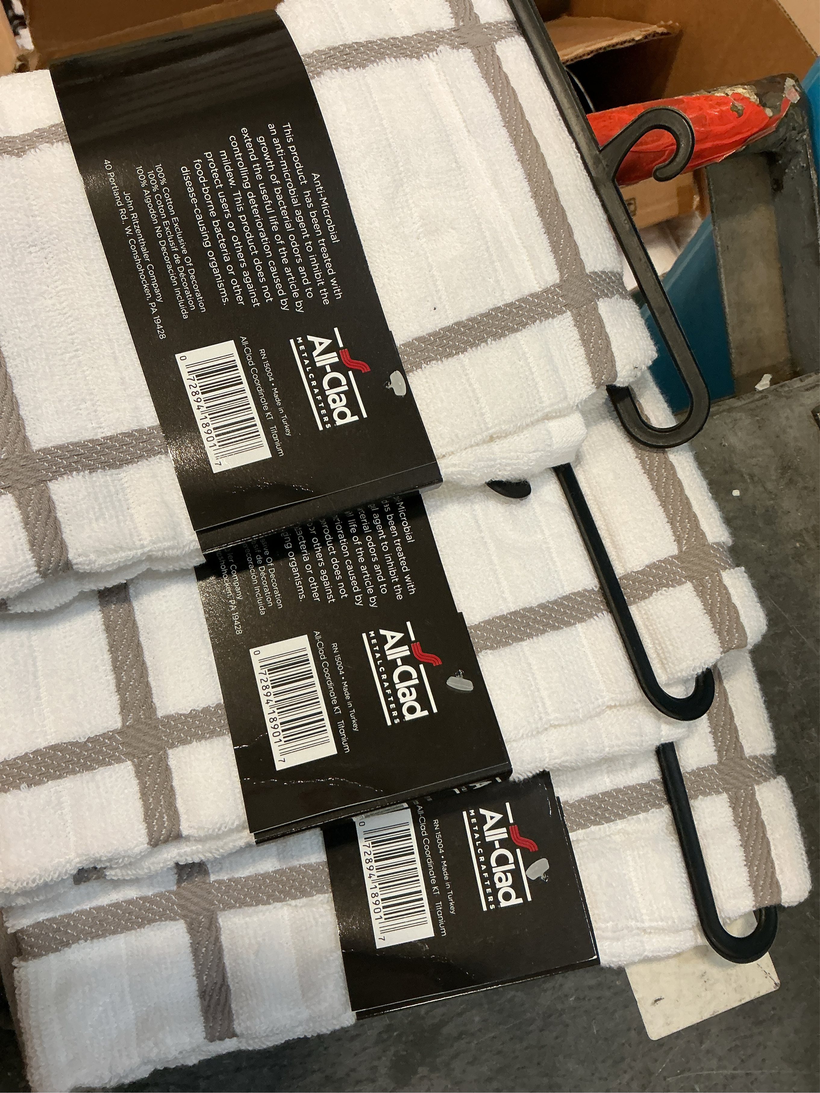 All-Clad Checked Kitchen Towel: Highly Absorbent, Super Soft Long Lasting - 100% Cotton, 17x30 Tea Towel for Cleaning & Drying Dishes, Pans, Glassware, or Countertops, (1-Pack), Titanium Gray