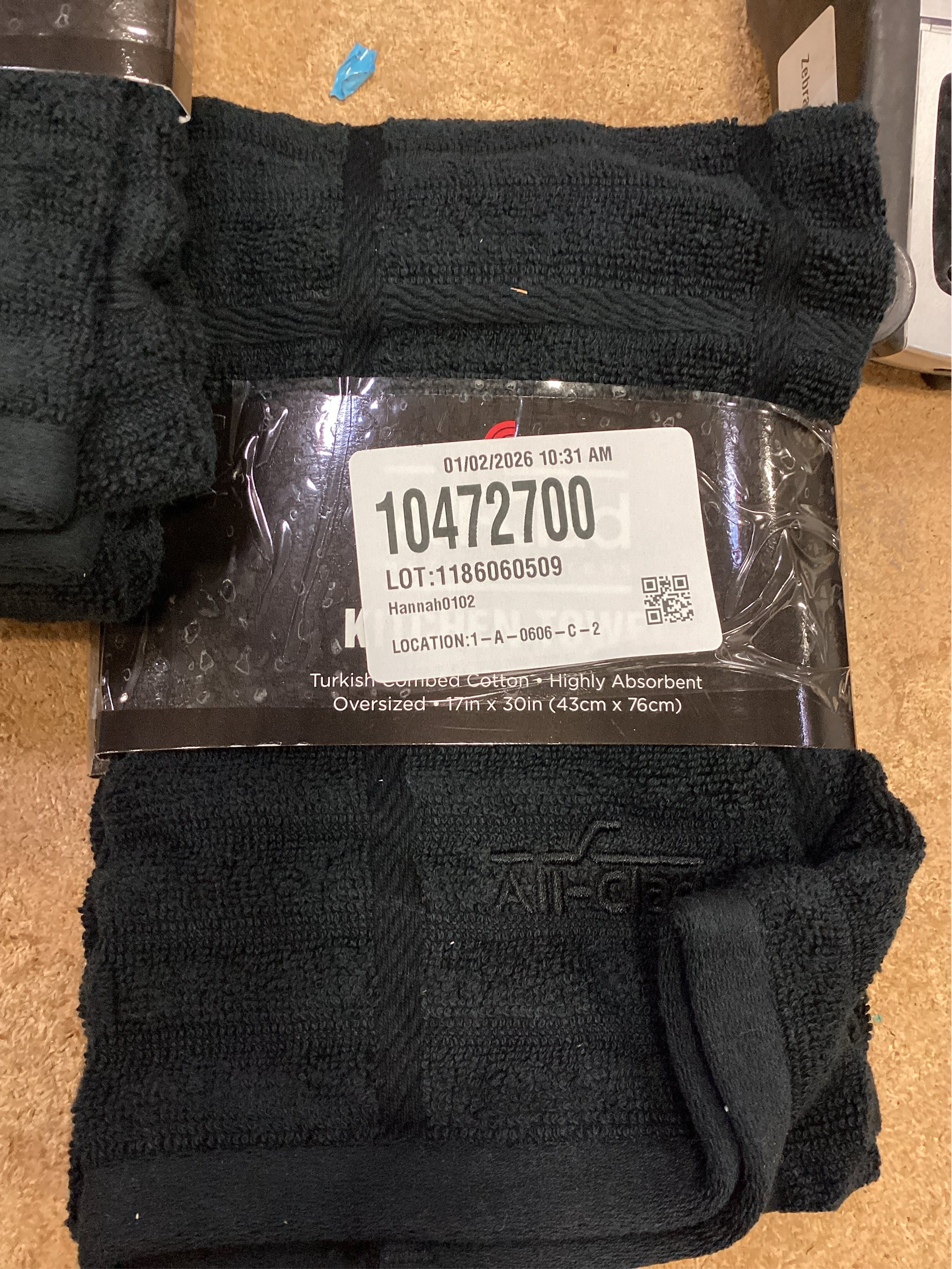 All-Clad Solid Cotton Kitchen Towel, 2 Pack, black