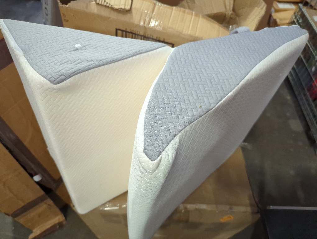 Bedluxe Wedge Pillow for Sleeping, Adjustable 9&12 Inch Foldable Bed Wedge Pillow Set, Orthopedic Memory Foam Triangle Pillows Wedge, 7-in-1 Elevated Pillows for Leg and Back Support, White/Grey