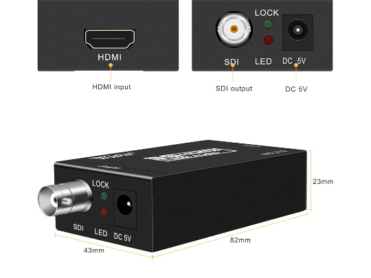 Wiistar HDMI to SDI HD Audio Video Converter HDMI to SDI Adapter Support SDI/HD-SDI/3G-SDI 1080p for Camera Home Theater