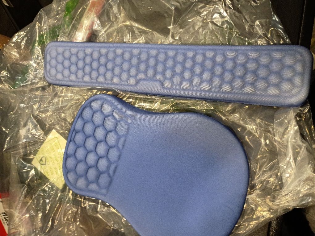 Hokafenle 2 in 1 Ergonomic Mouse Pad Wrist Support & Wrist Rest for Computer Keyboard Set, with Relieve Carpal Tunnel Pain Massage Bulge and Full Memory Gel Design (2In1 Set, Dg Blue)