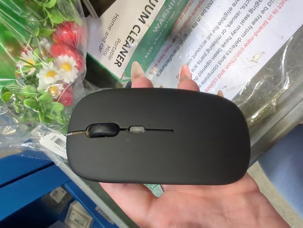 Rechargeable Wireless Mouse 2.4GHz Ergonomic Silent Optical, 1600DPI Portable Slim Mice with Smart Sensor, Micro USB Charging for Laptop Computer Office Home