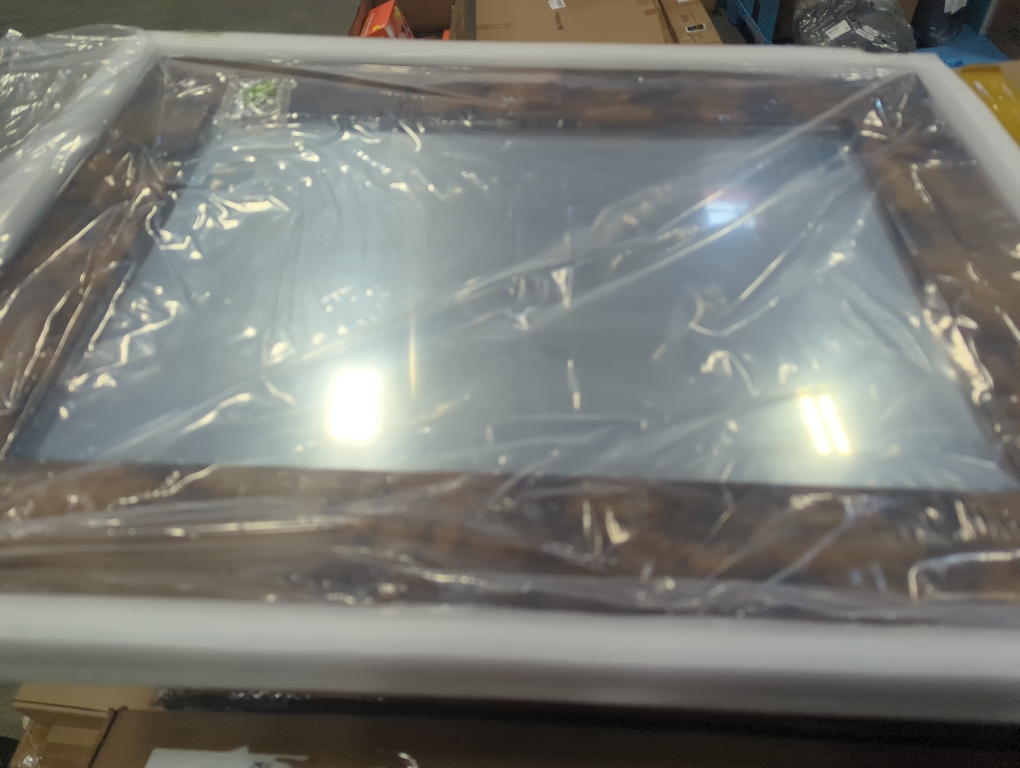 SIZE 24X32 Color brown  Syndra Wood Mirror with Frame, Rustic 24X32 Inch Wall Mounted Vanity Mirror with Large Wood Frame, Farmhouse Bathroom Mirror for Bedroom, Living Room, Entryway Wall Decor(Walnut)