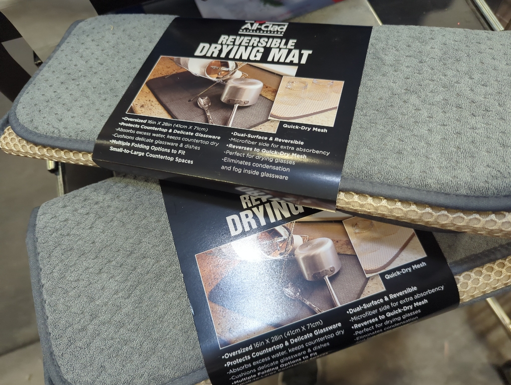 All-Clad Premium Reversible Dish Drying Mat for Kitchen: 16 x 28 Ultra-Absorbent, Long-Lasting, No Condensation, and Oversized for Large Pots and Pans - 2 Pack, Pewter