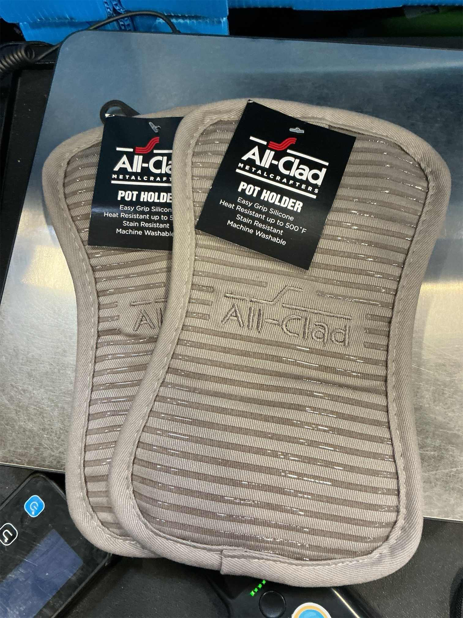 All-Clad Premium Pot Holder & Hot Pad: Heat Resistant up to 500 Degrees - 100% Cotton, 10x6.25 Hot Pad for Kitchen and Barbeque, 2-Pack, Mushroom