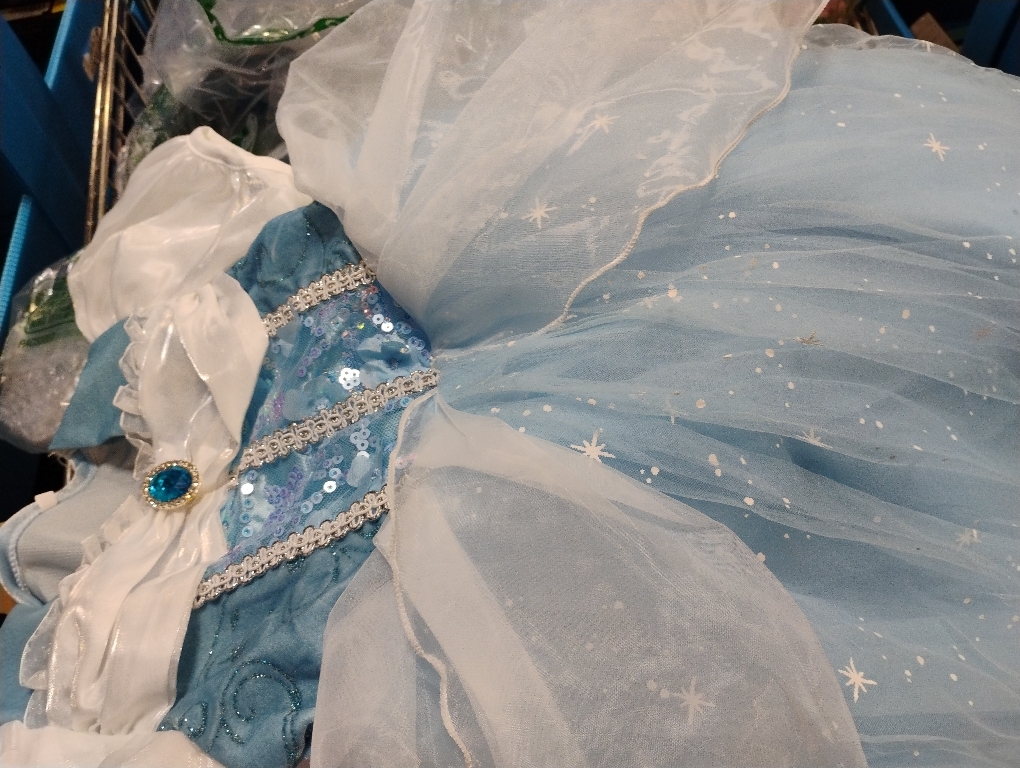 4-5T Girls Princess Dress Kids Halloween CarnivParty Cosplay Costume Toddler Puffy Sleeve Blue Fancy Outfit