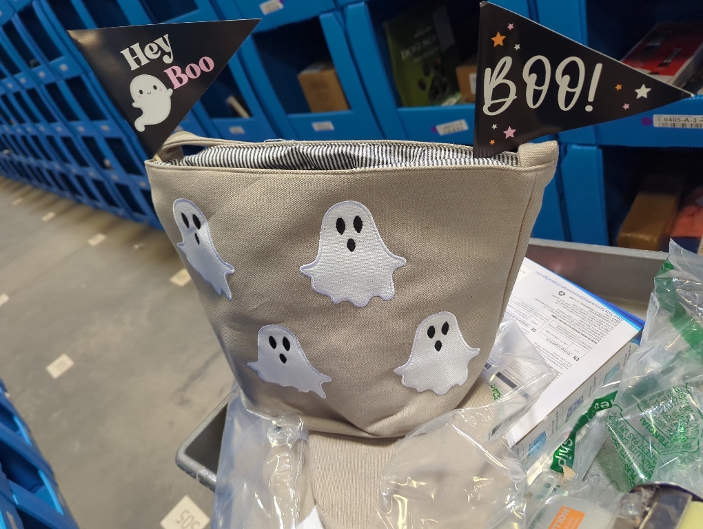 2 Pcs Halloween Boo Basket Trick or Treat Basket, Beige
