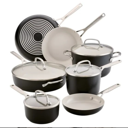 KitchenAid Hard-Anodized Ceramic Non-Stick Cookware Set, 11-piece, Black