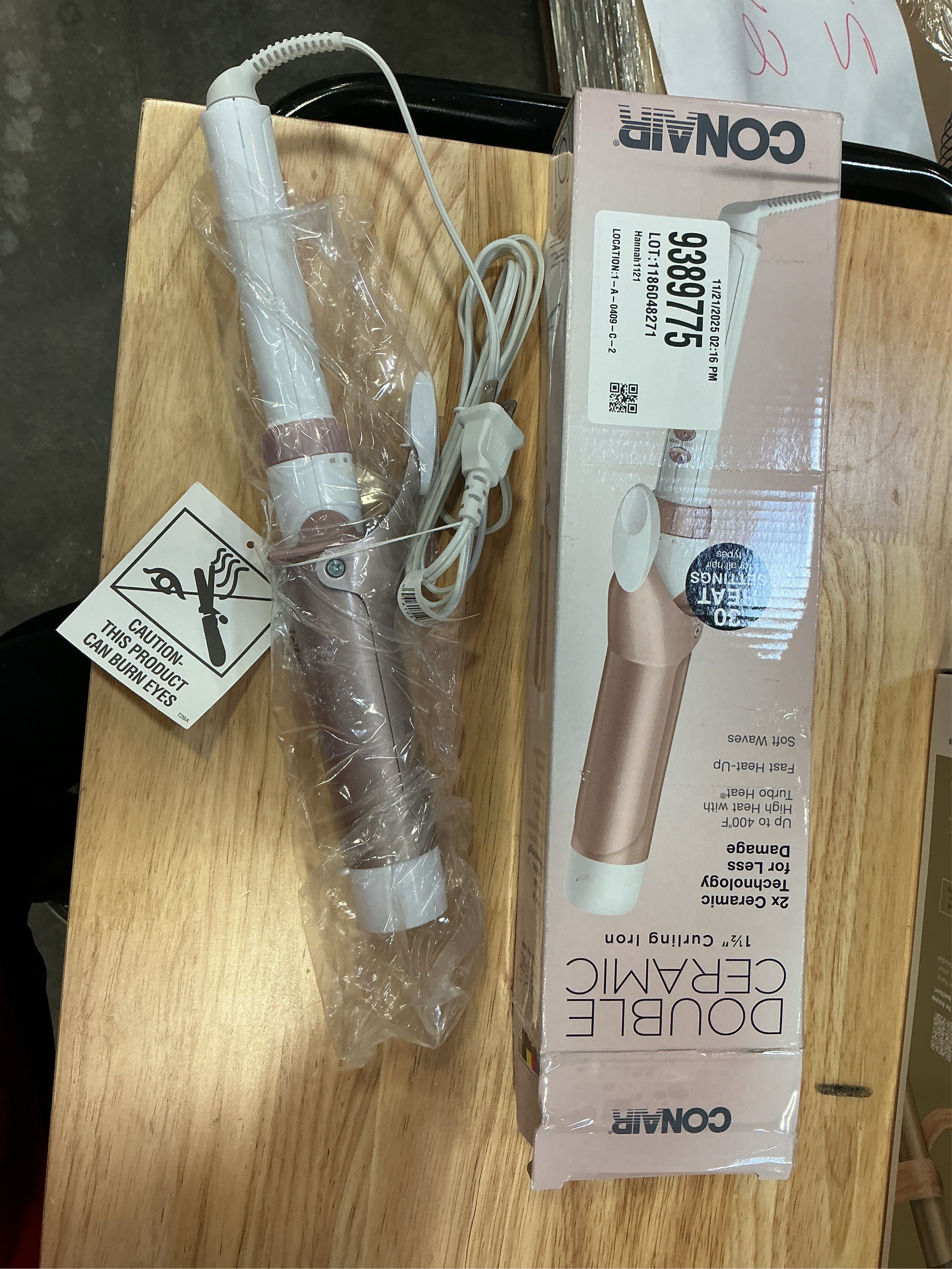 Conair Double Ceramic Curling Iron, 1.5-inch, Rose Gold, CD703GN