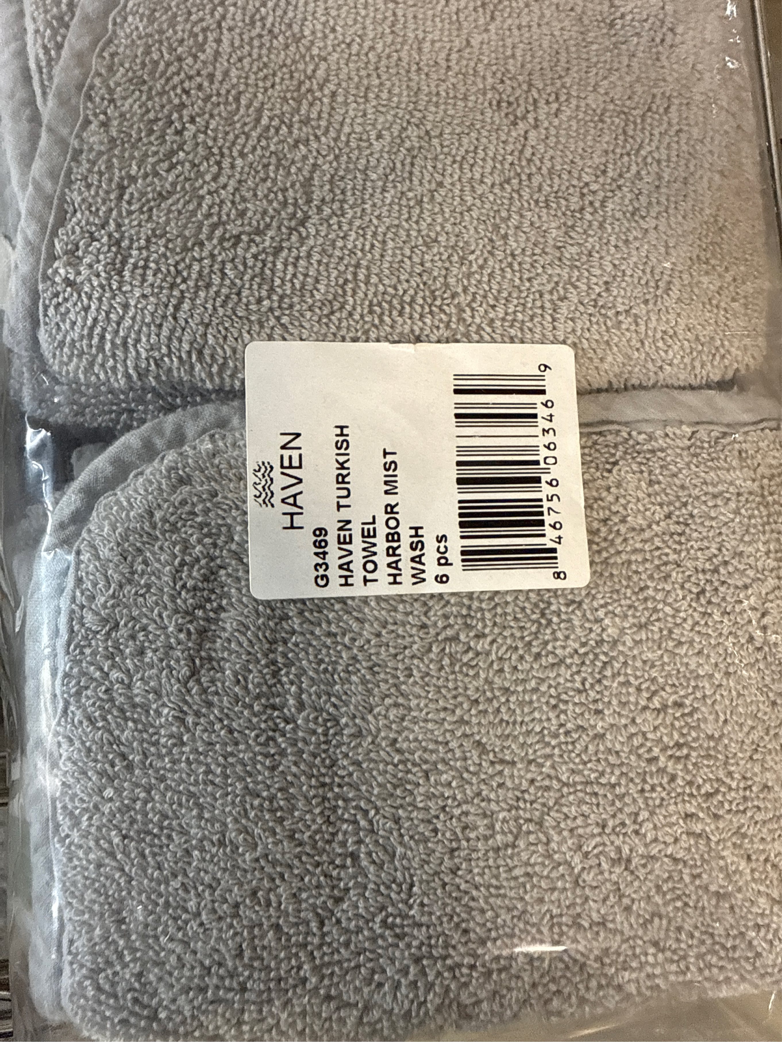 Haven Turkish Cotton Washcloth in Harbor Mist Grey - set of 6