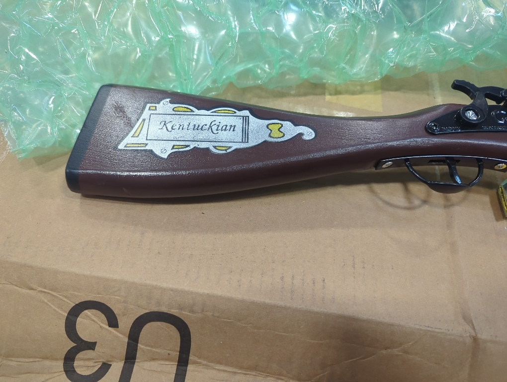 PARRIS CLASSIC QUALITY TOYS EST. 1936 Kentucky Rifle - Real Wood & Steel Single, Shot Cap Rifle, Solid One-Piece Wood Stock, Die-Cast Metal, Fires #917 Caps, Great Theatrical Prop, Pre-1898 Design