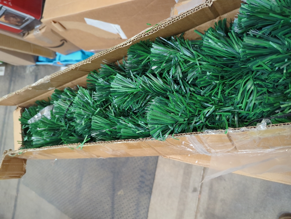 Prsildan 5 FT Artificial Christmas Tree, Pre-Lit Optical Fiber Xmas Trees with Multicolor LED Lights, Snowflakes & Top Star, Lighted Christmas Tree Holiday Home Decor