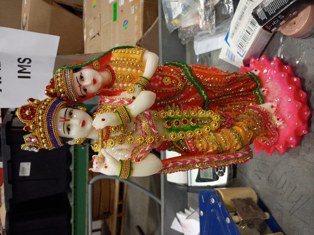 eSplanade Radha Krishna Kishan Standing on a Lotus Murti Idol Statue Sculpture - Resin - 16 Inches