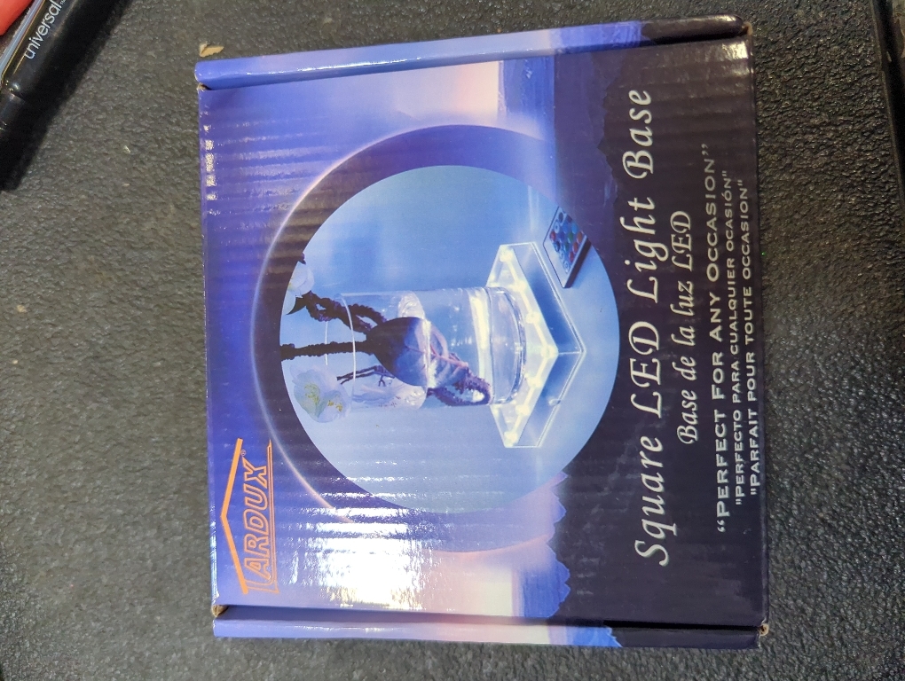 LARDUX Square LED Light Base with Remote -5 Inch Multicolor Display Pedestal Light Base for Effiel Tower Vase Crystal Glass Art LED Pedestal Base - Charging USB or Battery Powered