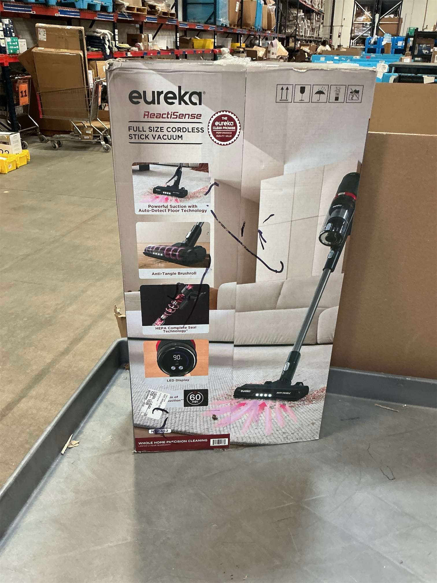 Eureka Cordless Vacuum - 20.3kPa Powerful Suction, Detachable Battery, Up to 50-Min, 5.5 lbs Lightweight, 5-Stage HEPA Filtration for allergies, Ideal for Pet Hair & Hardwood & Carpet, ReactiClean 410 ‼️has stains and dust‼️and may come with missing pieces ‼️