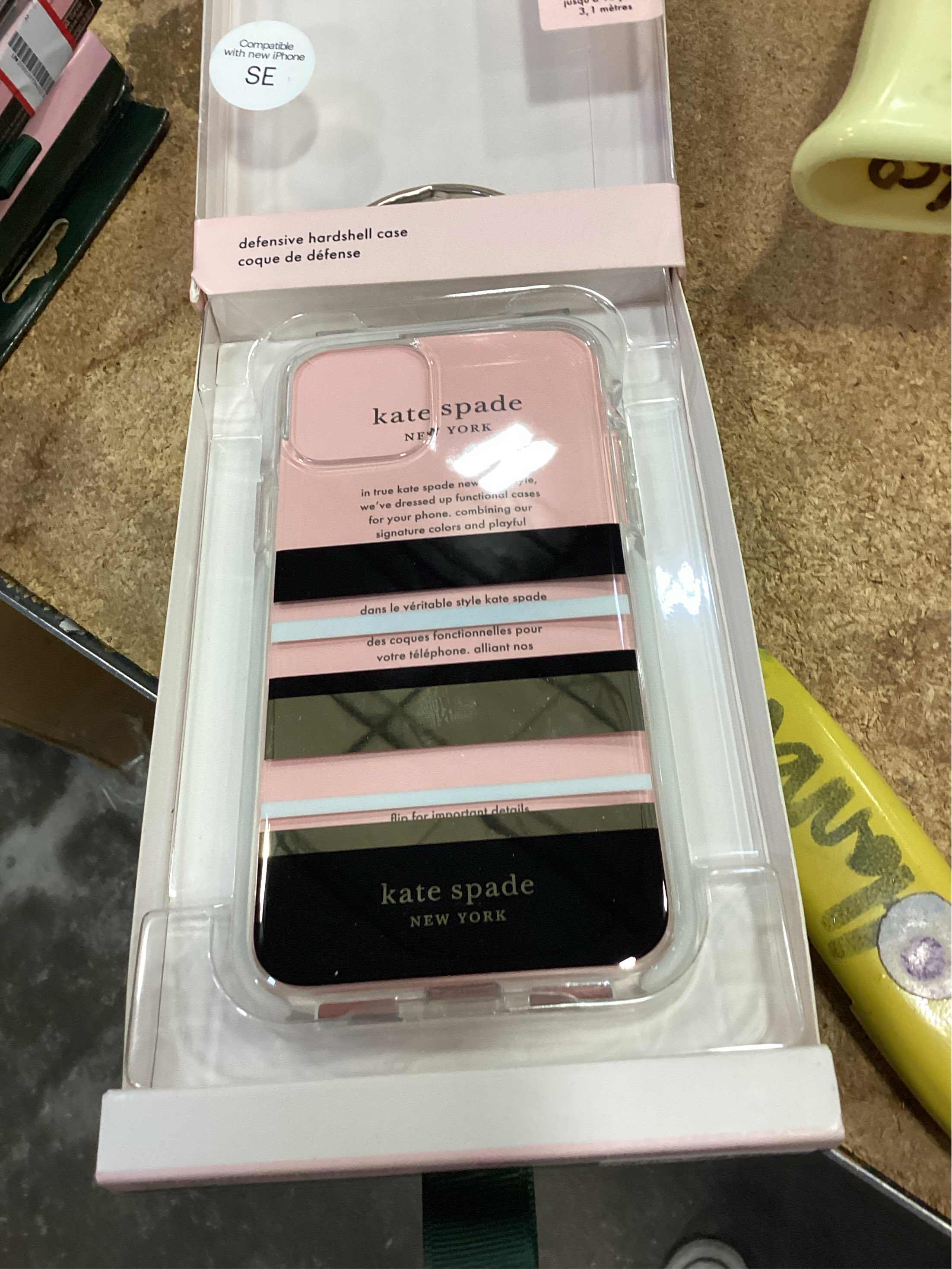 kate spade new york Defensive Hardshell Case (1-PC Comold) for iPhone 11 Pro, Park Stripe Gold Foil/Black/Cream/Cream Bumper/Clear