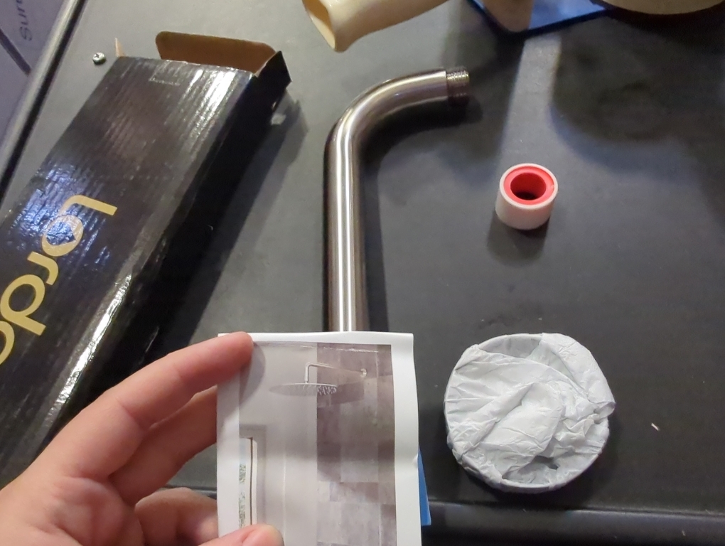 OFFO Shower Arm with Flange, 16 in Brushed Nickel Wall Mount Replacement Angle Shower Head Arm Wall-Mounted For Fixed Shower Head & Handheld Showerhead