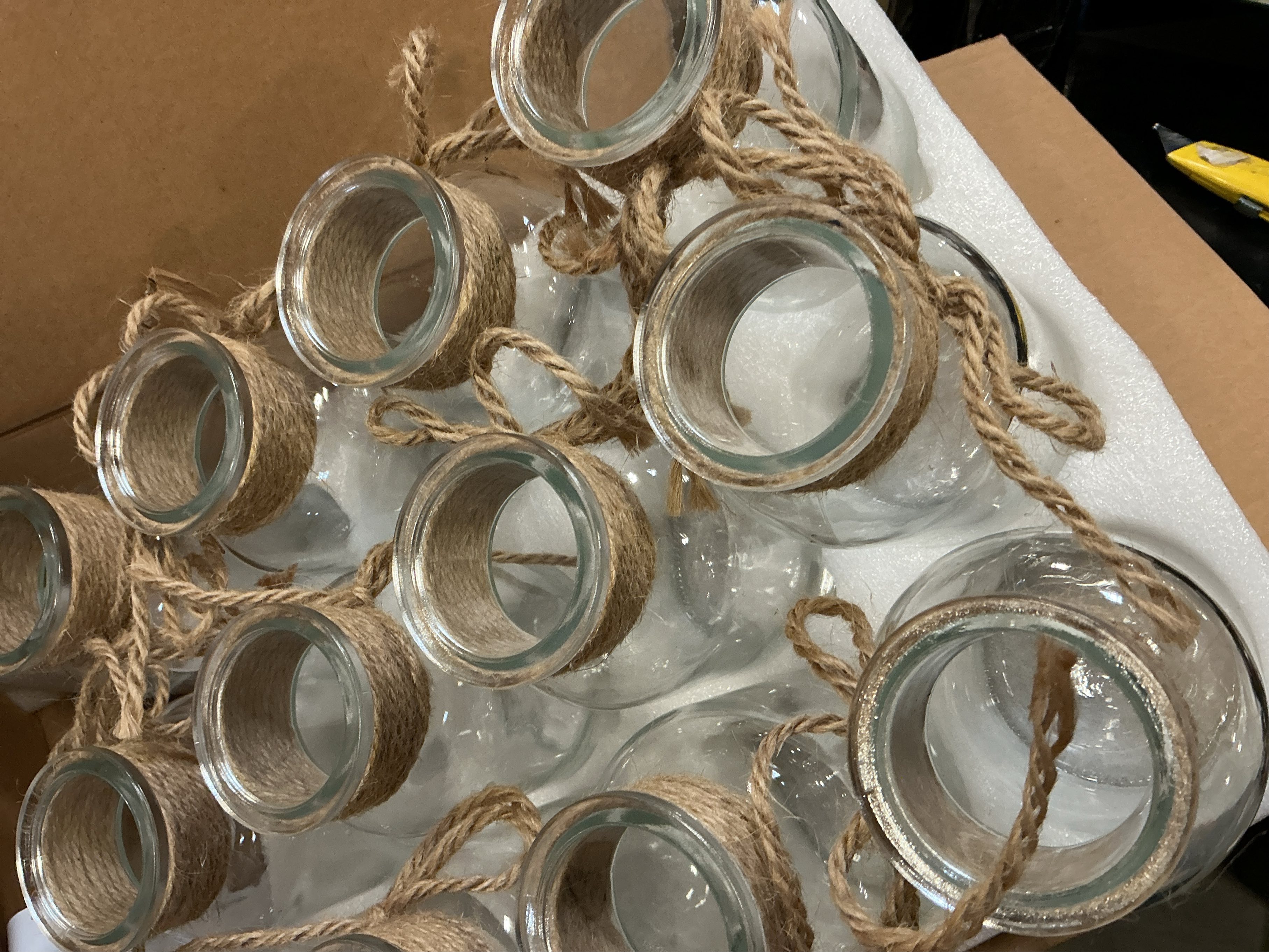 Set of 12 Vintage Glass Vases for Flowers Farmhouse Clear Glass Vases for Centerpieces Small Flower Vases with Twine Ties for Wedding, Parties & Home Decor