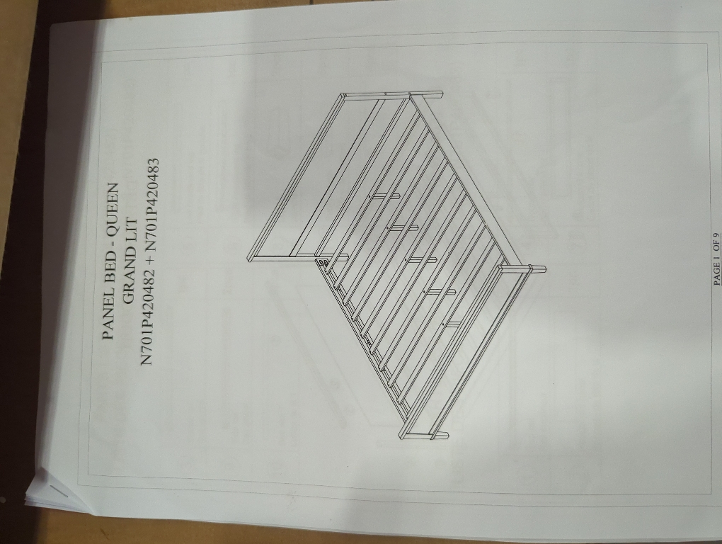 Panel Bed Frame Queen Grand Lit White 2 BOXES