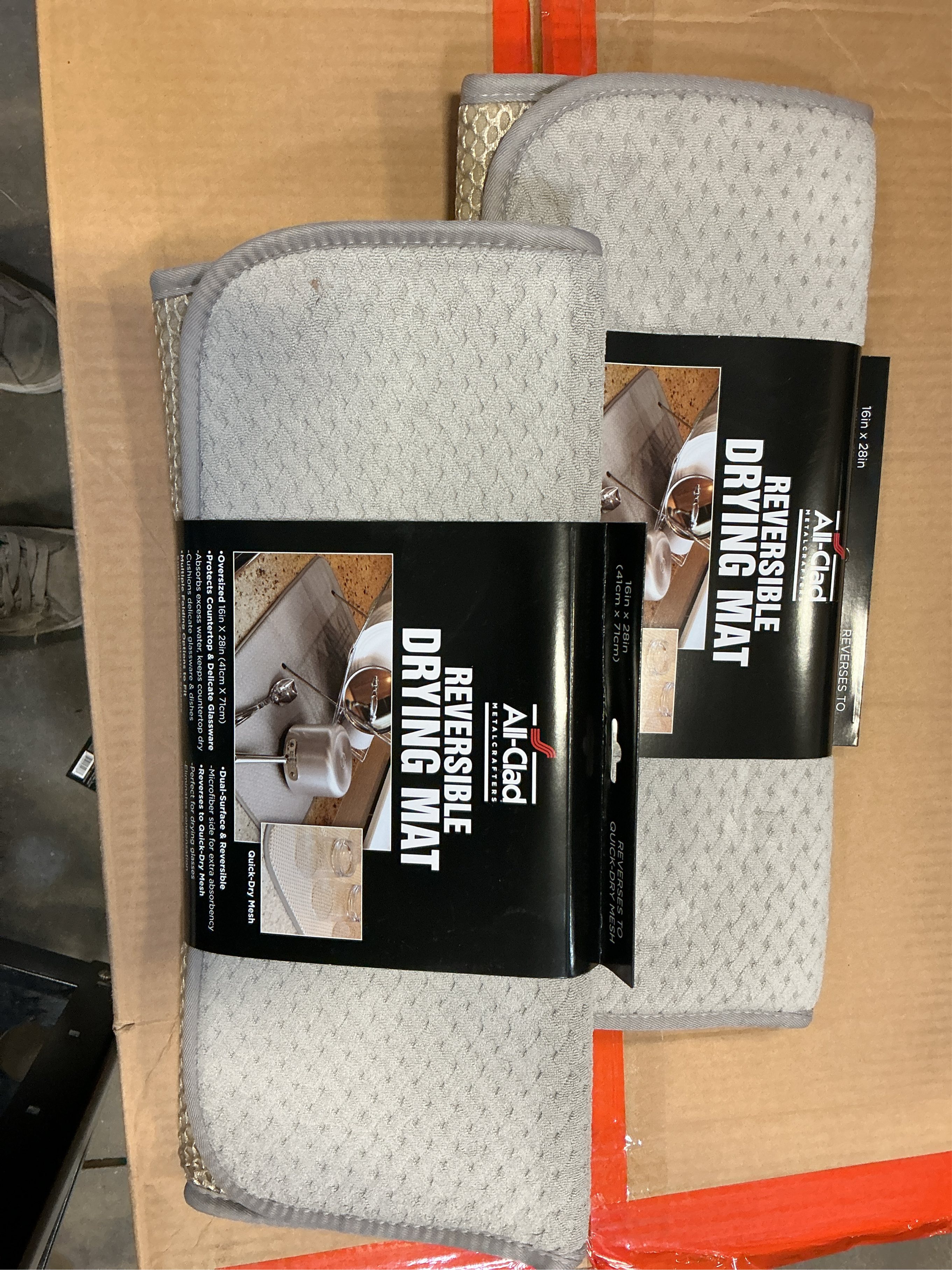 All-Clad Premium Reversible Dish Drying Mat for Kitchen: 16 x 28 Ultra-Absorbent, Long-Lasting, No Condensation, and Oversized for Large Pots and Pans - 2 Pack, Titanium