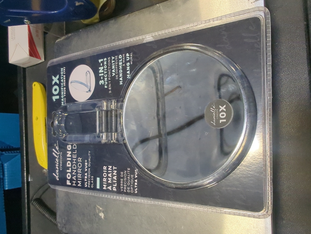 Clear 5.5x9.5 Folding Hand Held 10x Magnification Mirror