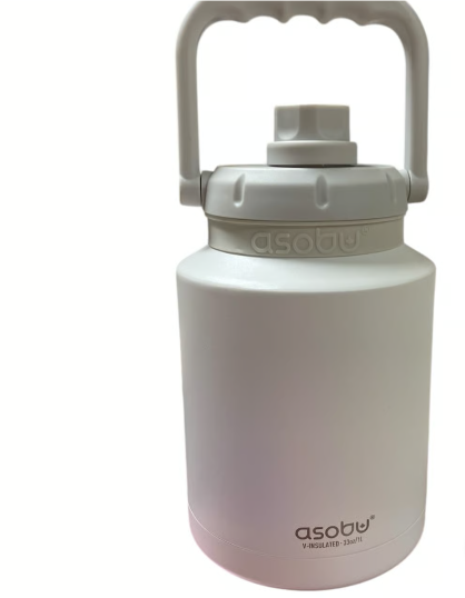Asobu Mini Stainless Steel Double Walled Vacuum Insulated 33 Ounce Jug With Full Hand Easy Carry Handle and Pop Up Straw Water Bottler