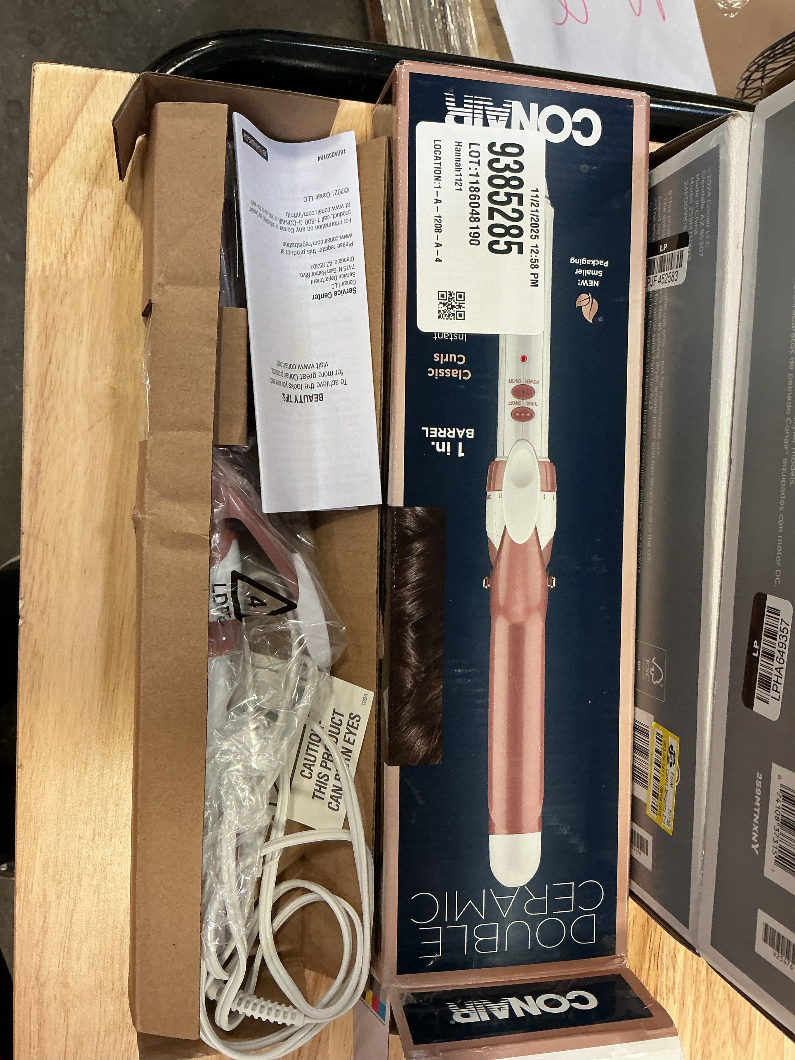 Conair Double Ceramic Gentle Rose Gold 1 Inch Curling Iron