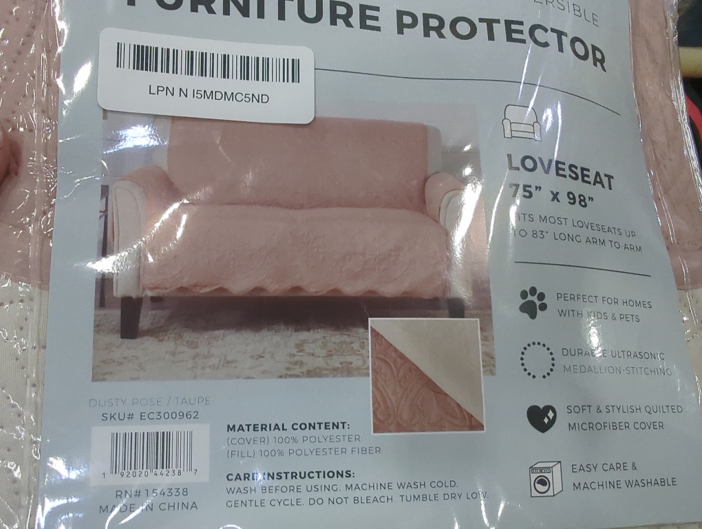 Color pink Machine Washable Couch Cover Reversible Quilted Furniture Protector Slipcover,