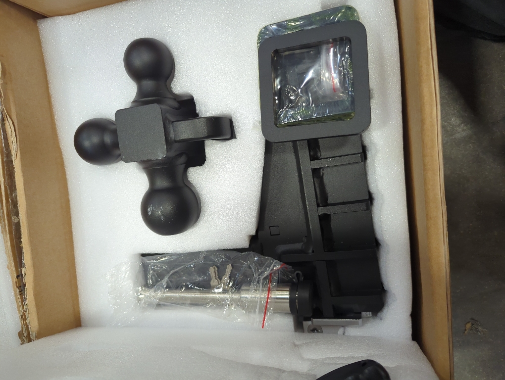 Adjustable Trailer Hitch with Hook, Tri-Ball (1-7/8 x 2 x 2-5/16) Drop Hitch, Fits 2.5-Inch Receiver, 6 Inch Drop Hitch, 18500 LBS GTW-Class 3 Tow Hitch for Heavy Duty Truck, Black