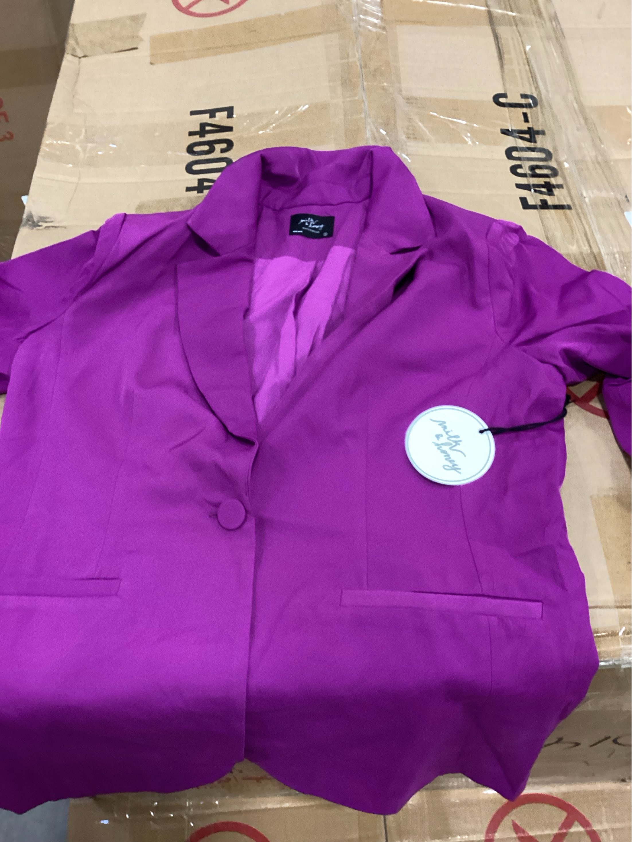 Women Long Sleeve Button Blazers Work Casual Office Notch Lapel Business Open Front Blazer Jacket with Pockets SIZE SMALL