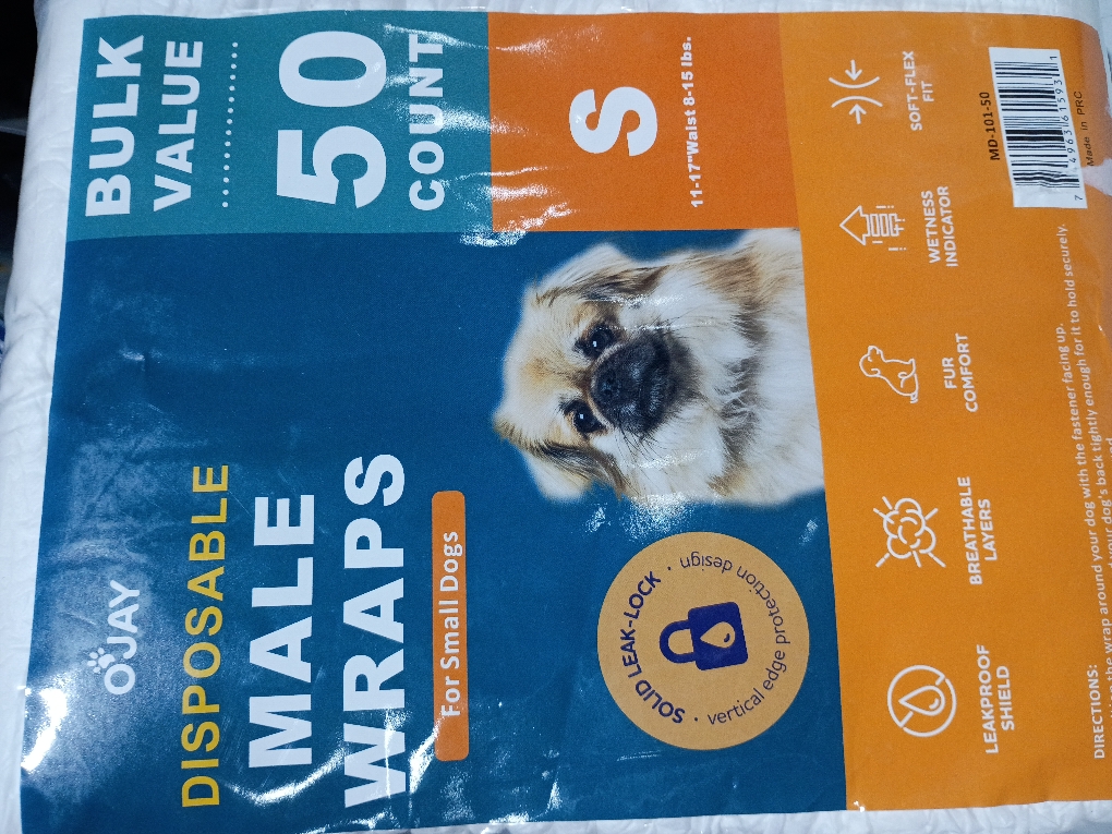 Maximum Absorbency Male Dog Diapers - Leak-Proof Disposable Male Dog Wraps- FlashDry Gel Technology, Wetness Indicator Doggie Diapers- Belly Wraps for Incontinence & Training (50 Pack, Small)