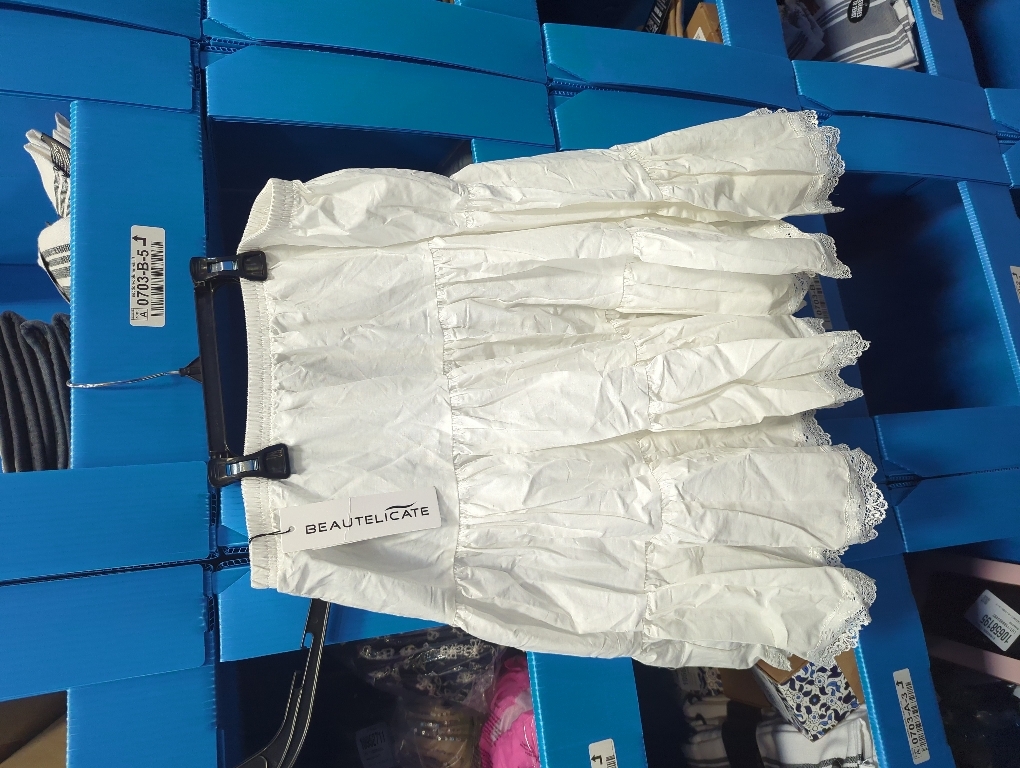 Size M BEAUTELICATE Women 100% Cotton Skirt 3 Tiered A-Line Retro Medieval Skirt