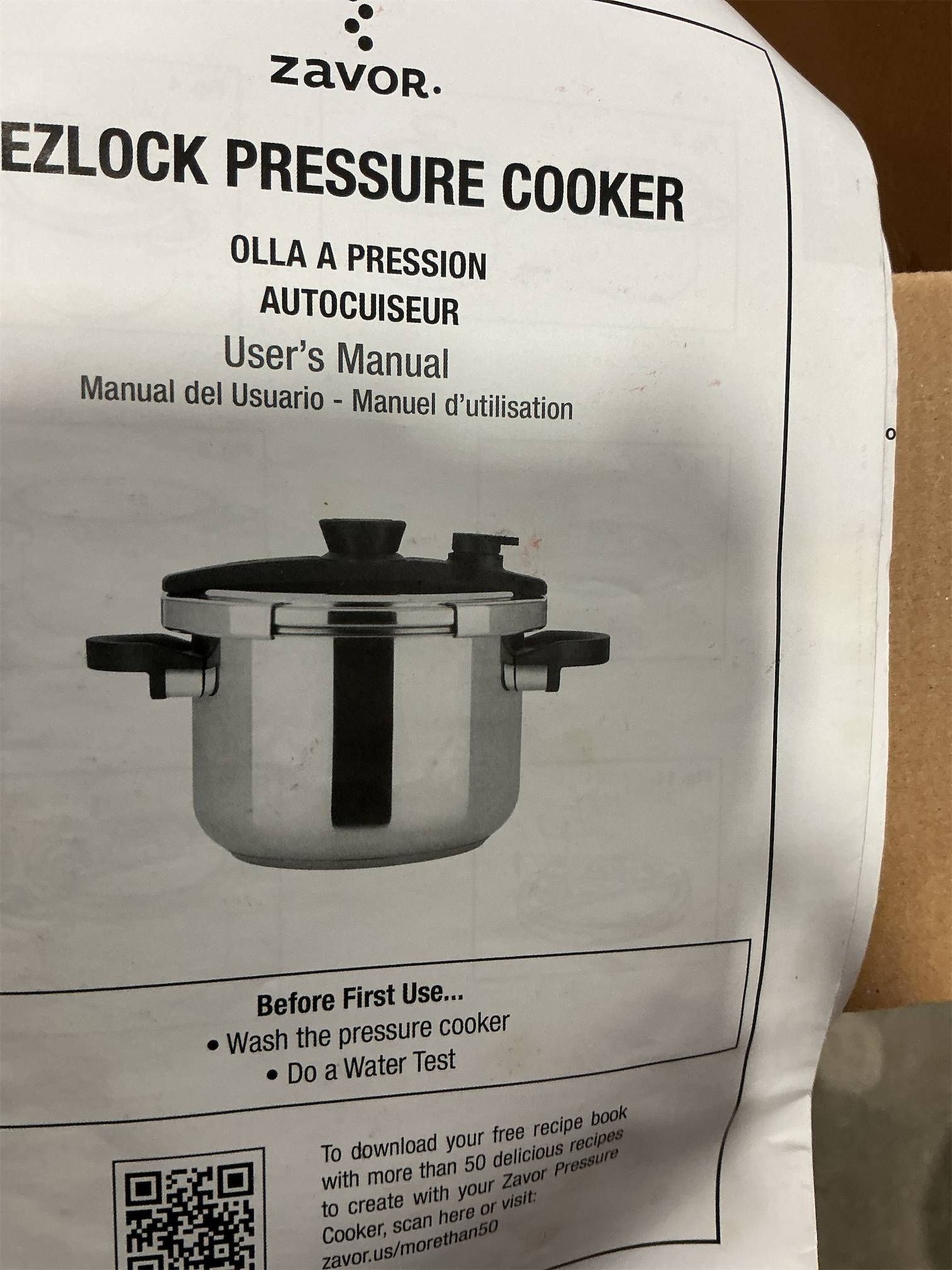 Zavor EZLock Stove Top Pressure Cooker 7 Quart - Stainless Steel, Multi Pressure Levels, Easy Locking, Induction Ready, Digital Cookbook & Steamer Basket | Olla de Presion Acero Inoxidable