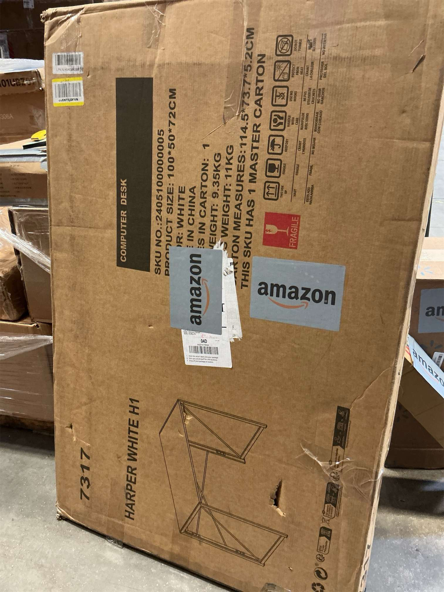 Harper white 100*50*72 cm Folding Desk White Desks, Foldable Computer Desk Spaces Saving Writing Table for Bedroom, Home Office, Dorm, Apartment, Kids