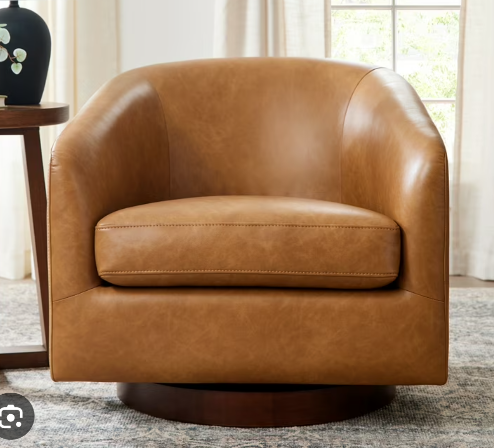 Brown Faux Leathers Swivel Chair